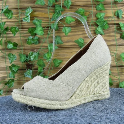 Sonoma Women  Peep Toe Taupe Fabric Pump 7.5 Medium Gently Used 2025 - Image 1 of 4