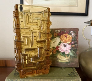 Jiri Brabec Czech Glass Golden Amber 1968 Made in Rosice Pattern 482/180 - Picture 1 of 11