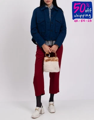 RRP €210 8 Jacket Size XS Blue Lightly Padded Button Front Pleated Back - Image 1 of 4