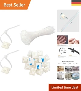 Kabelmanagement mit 100 Selbstklebenden Klebesockeln 20x20mm & 100 Kabelbinde... - Bild 1 von 7