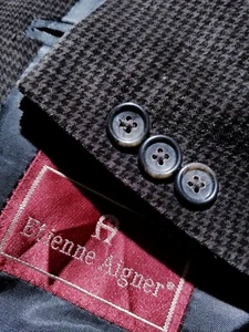 Giacca blazer 42R marrone/nero check velluto velluto cena evento picco cappotto sportivo - Foto 1 di 7
