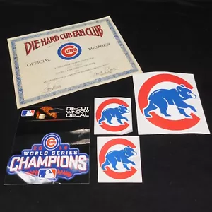 Chicago Cubs Die Hard Cub Fan Club Certificate 2016 World Series Champ Stickers - Picture 1 of 11