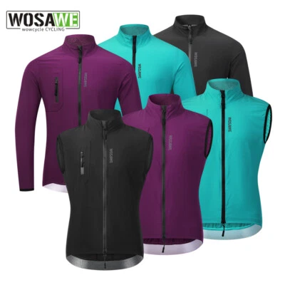 WOSAWE Herren Langarm Jacke ärmellose Weste Fahrrad-Windjacke atmungsaktiv Tops