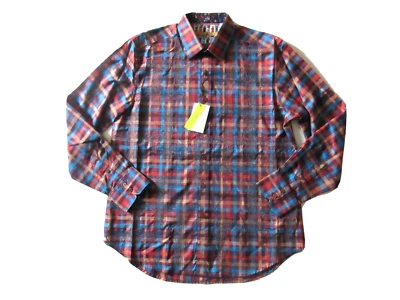 NWT Robert Graham MacCabe Plaid & Paisley Skull Flip Cuff Sport Shirt L $248 - Image 1 of 4
