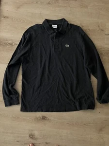 Lacoste Polo Shirt Mens 7 2X Charcoal Rugby Long Sleeve Casual Crocodile Logo - Picture 1 of 4