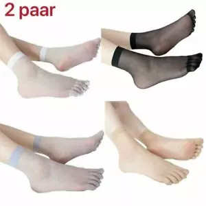 2 Paar Damen Socken Zehensocken Strümpfe Transparente Ultradünne Seidensocken - Bild 1 von 14