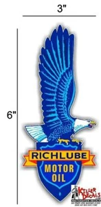 6" right facing RICHFIELD RICHLUBE HI OCTANE GASOLINE OIL VINYL DECAL GAS PUMP - Picture 1 of 1