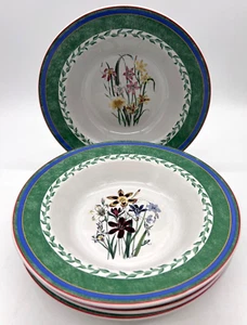 Set of 4 Smithsonian Botanic Flowers 8-1/2" Rim Soup Bowls International China - Picture 1 of 12
