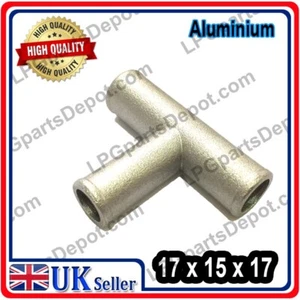 17x15x17 Metal T PIECE Air Water Fuel LPG Hose Pipe Tube Connector Joiner gas - Picture 1 of 3