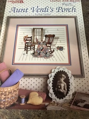 Aunt Verdi's Porch Cross Stitch Pattern booklet Leisure Arts #448 1986 - Image 1 of 2