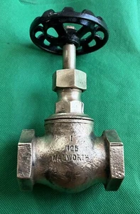 "Válvula de compuerta de agua Steampunk antiguas piezas de plomería latón bronce Walworth 1""" - Imagen 1 de 12