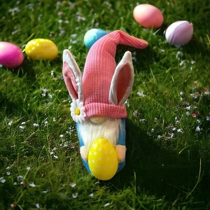 Easter Gnome Faceless Gnome Doll Cute Dwarf Plush Pink Decor Bunny Ears Egg New - Picture 1 of 10