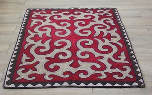 Handmade Area Rug SHYRDAK Traditional Kyrgyz Wool Felt Carpet Red grey - Picture 1 of 6