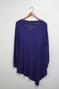 Apt 9 Dark Blue Diagonal Stripes Sheer Lagenlook Pullover Sweater Tunic Women XL - Picture 1 of 16