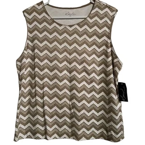 Kim Rogers Petite Tan Chevron Print Sleeveless Top Size PXL - Picture 1 of 7