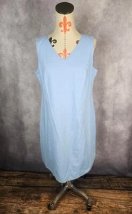 Kim Rogers Leinenmischung Kleid ärmellos V-Ausschnitt gefüttert blau Damen Petite M Neu mit Etikett - Bild 1 von 12