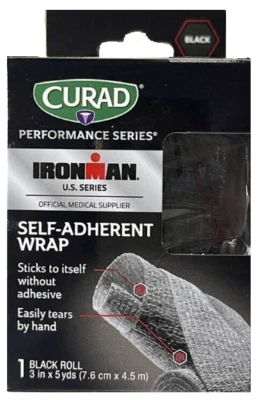 CURAD Performance Series Ironman Self-Adherent Wrap, 1 Black Roll - 3" x 5 Yards - Image 1 of 2