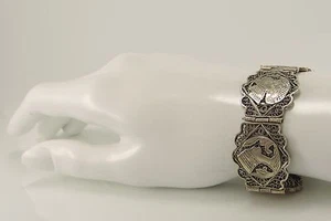 Antik Art Deco Armband Silber 835er filigran floral - Bild 1 von 7