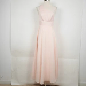 DAVID'S BRIDAL Women's 2 Pink chiffon one shoulder A line formal dress gown - Picture 1 of 9