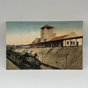 POSTKARTE EISENBAHNZUG, GROSSER NORTHERN DEPOT UNTERE VIEW, EVERETT WA - Bild 1 von 14