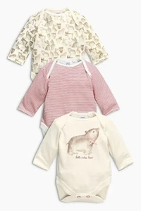 Neu mit Etikett Next Baby Baby mitwachsendes Outfit • Bär Bodys 3er-Pack • 100 % Baumwolle • 3-6 Monate - Bild 1 von 7