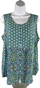 Canotta donna J.Jill blu/verde senza maniche con bottoni davanti - L Petite - Foto 1 di 4