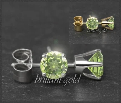 Ohrstecker 585 Gold, Peridot grün 4, 5, 6, 7 mm, Ohrringe in Gelbgold, Weißgold - Bild 1 von 4