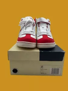 Fila White & Red High Top Sneakers Mens 9.5 Leather - Picture 1 of 11