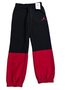 Air Jordan Boys Flight Sideline Fleece Joggers Black & Red Logo Sides Size M NWT - Picture 1 of 11