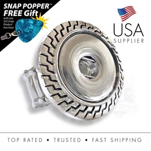 Snap Button Adjustable Stretchy Ring Greek Key Pattern Fits 18-20mm Snaps - Picture 1 of 8