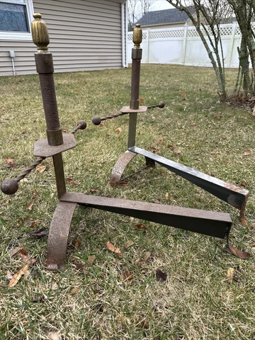 art deco fireplace SWORD andirons-****RARE**** Cover