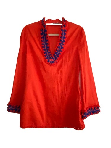 Tunica Tory Burch Samba in cotone con frange e scollo a V tg. 8