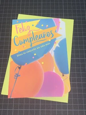 Hallmark VIDA Spanish Birthday Card: Feliz Cumpleanos Balloons God Reflect Life