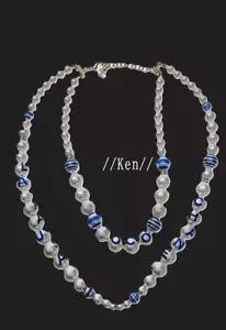 CHANEL Necklace Pendant choker AUTH Gold kenkenjp Cruise Line 3 Row Pearl Blue - Picture 1 of 16