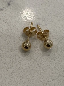 Vintage 14K Yellow Gold Small Ball Stud Earrings - Picture 1 of 6