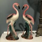 Vintage Mid-Century Flamingo Pair  Ceramic Figurine Original Tag As Is 10 1/4”