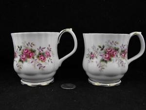 SET OF 2 ROYAL ALBERT LAVENDER ROSE COFFEE OR HOT CHOCOLATE MUGS 1961 - Picture 1 of 8
