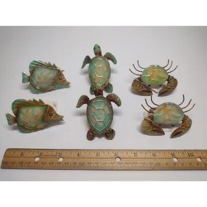 6er Set Küste Strand Grün Meeresschildkröte Fisch Krabbe Maritim Serviettenring Halter - Bild 1 von 4