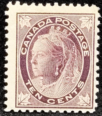 MATT'S STAMPS SCOTT CANADA #73, 10-CENT BROWN VIOLET 1898 ISSUE MH, CV$660 - Image 1 of 3