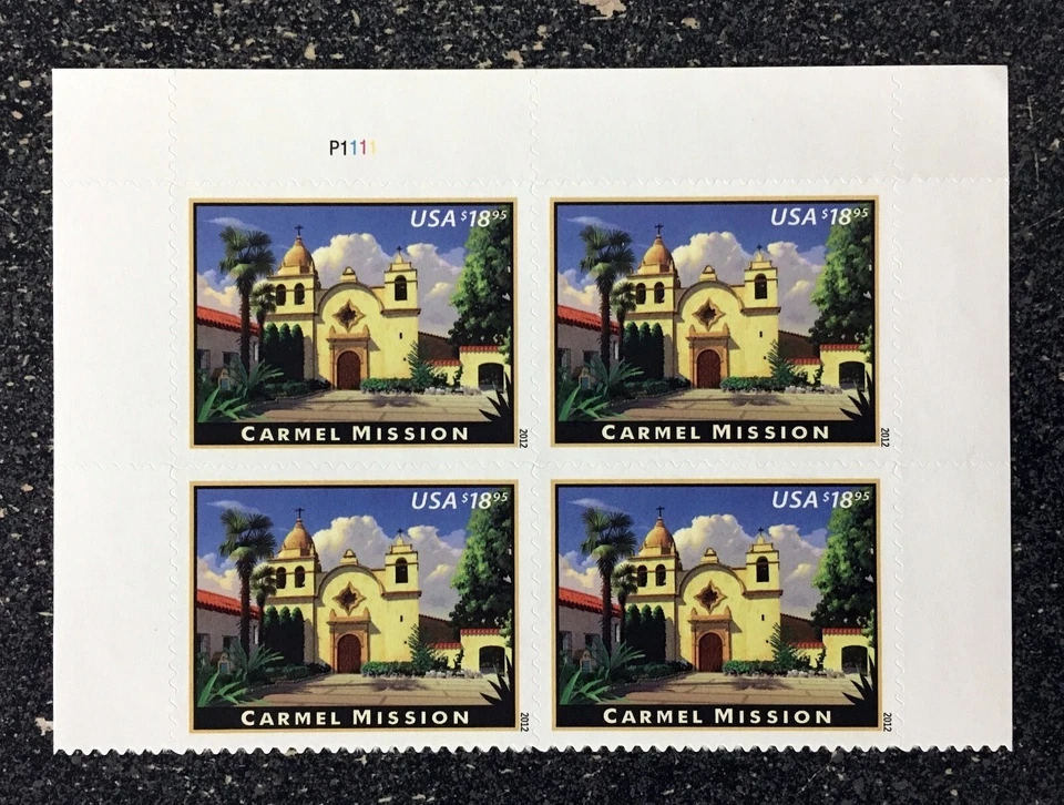 USA2012 #4650 $18.95 Carmel Mission - Top Plate Number Block of 4 - Express Mail - Image 1 of 1