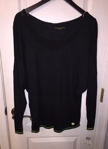 Camicia Trina Turk Recupero Nera Modal Rete Maniche Lunghe Top Donna M Nuova con etichette - Foto 1 di 4