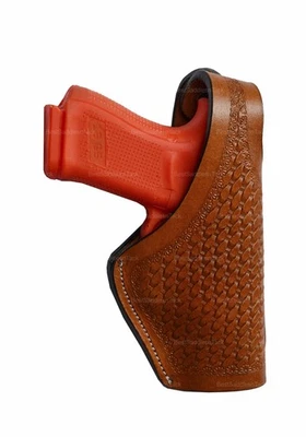 Glock Leather Holster Thumb Retention OWB SIG Taurus Ruger Springfield Basket - Image 1 of 4