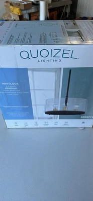 Pingente Quoizel Whitlock 3 luzes preto fosco e latão escovado novo na caixa 5055219 - Imagem 1 de 3