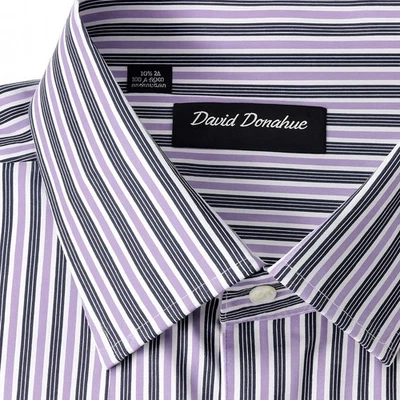 Camisa de Vestir David Donahue Sarga 17.5 36/37 Manga Larga Oxford Botón Puño Francés Foto 1 de 4