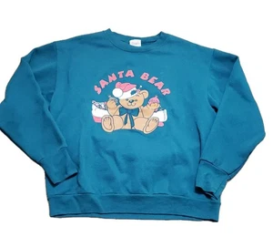 Suéter Feo Navidad Tiempo Vacaciones Santa Oso Verde Talla L Pullover Hecho en EE. UU. - Imagen 1 de 4
