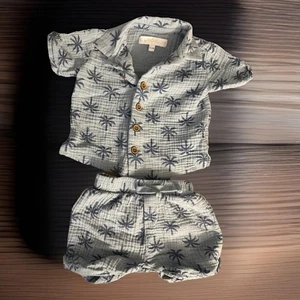 Rachel Zoe Baby Set 3-6M Palmenoberteil & Shorts 2-teilig Musselin Gaze Baumwolle - Bild 1 von 5