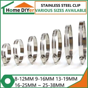 Hose Clamp Worm Drive Jubilee Clips 201 Stainless Stees Clip Hoop Pipe Clamp - Picture 1 of 7