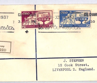 Irlanda EIRE 1937 FDC *CONSTITUCIÓN* Kilkenny Registrado Primer Día Cubierta YH299 Foto 1 de 4