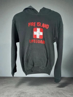 Fire Island Sweatshirt Hoodie Small Petite Kids Black Red - Image 1 of 4
