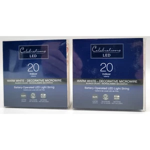 Celebrations LED Micro 20 ct Battery Operated Christmas Lights 6' White Lot of 2 - Picture 1 of 7